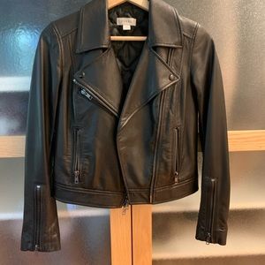 Leather Motorcycle Biker Jacket (XS)